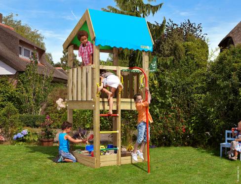 Kinderspielturm für Kleinen Garten • Jungle Home Fireman's Pole